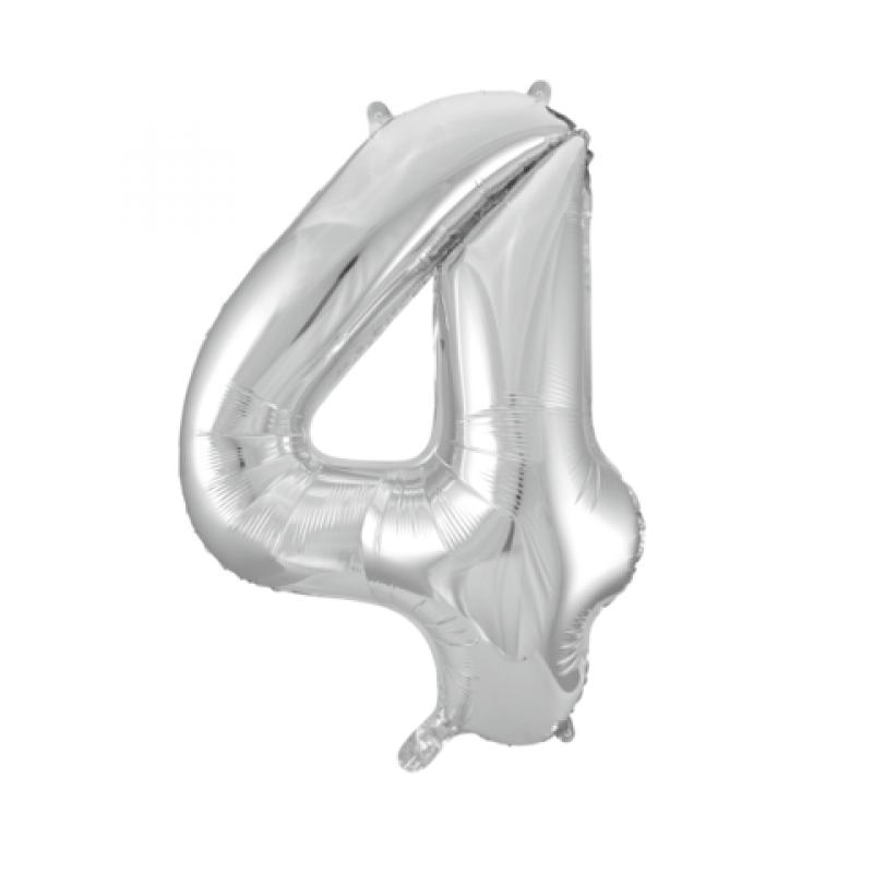 Ballon Chiffre 96cm 4 argent