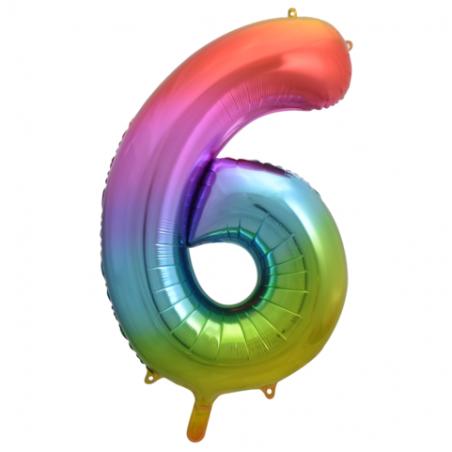 Ballon Chiffre 96cm 6 rainbow