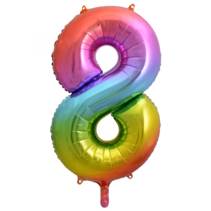 Ballon Chiffre 96cm 8 rainbow