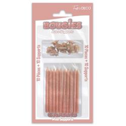 10 bougies pailletées avec supports Rose Gold