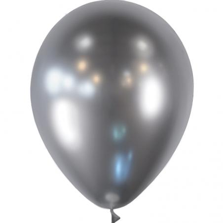 100 BALLONS BRILLANT 5' ARGENT