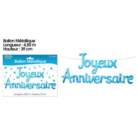 Ballon métallique Joyeux Anniversaire Bleu