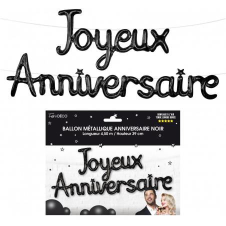 Ballon métallique Joyeux Anniversaire Noir