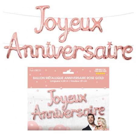 Ballon métallique Joyeux Anniversaire Rose Gold