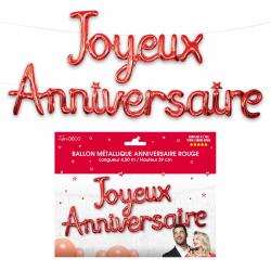 Ballon métallique Joyeux Anniversaire Rouge