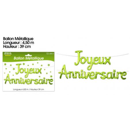 Ballon métallique Joyeux Anniversaire Vert