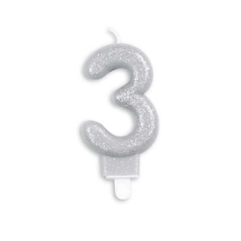 Bougie glitter argent 3