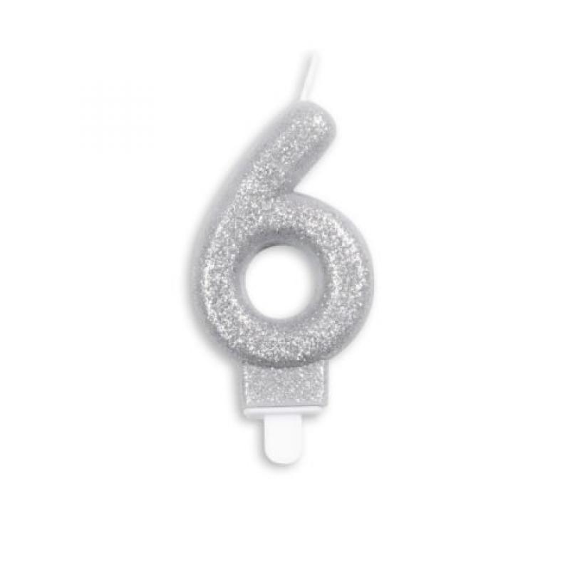 Bougie glitter argent 6