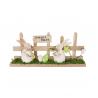 CENTRE DE TABLE LAPIN ET BARRIERE BOIS 34X5X14CM