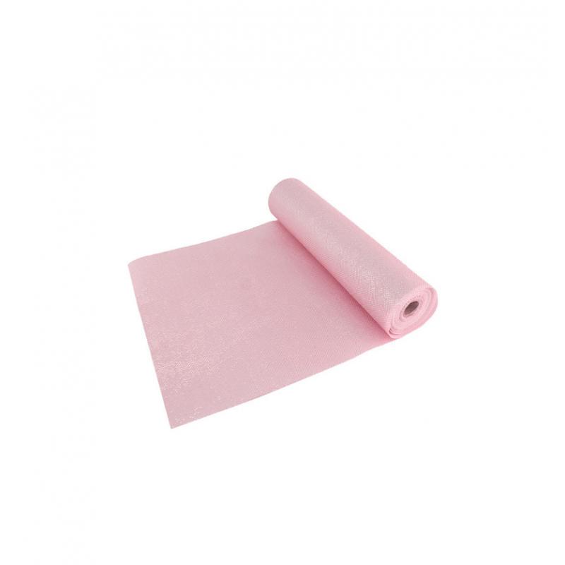 CHEMIN DE TABLE GLOSSY 28CMX5M ROSE PASTEL