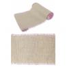 CHEMIN DE TABLE JUTE CHEVRONS NATUREL/ROSE FRANGE 29CMX3M