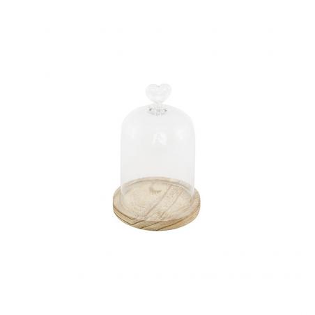 CLOCHE VERRE SUR SUPPORT BOIS DIA 11X16CM HT