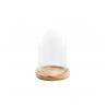 CLOCHE VERRE SUR SUPPORT BOIS DIA 14CM X 21CM HT