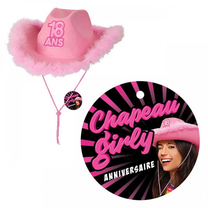 Chapeau Girly Anniversaire Rose 18 ans