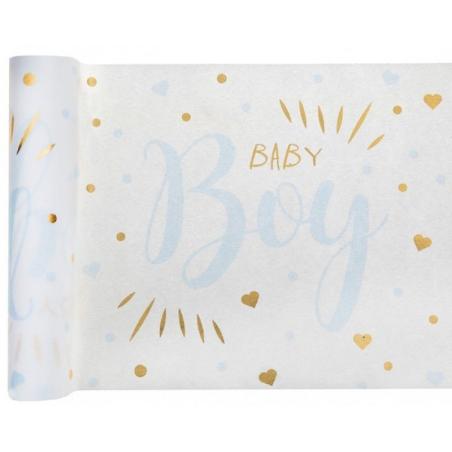 Chemin de table Baby shower métal bleu