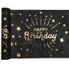 Chemin de table Happy Birthday Etincelant noir et or