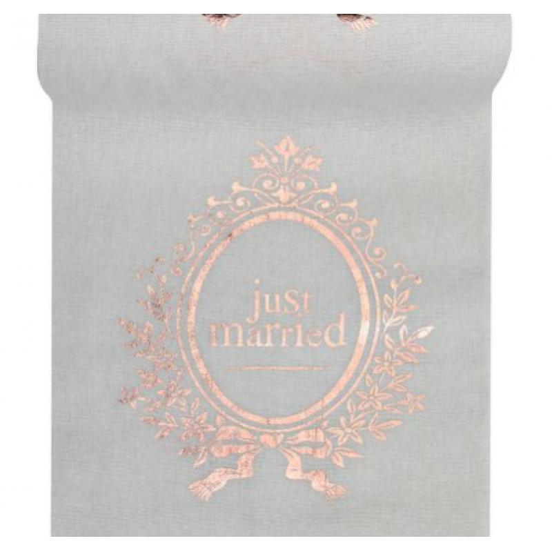 Chemin de table Just Married rose gold