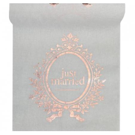 Chemin de table Just Married rose gold