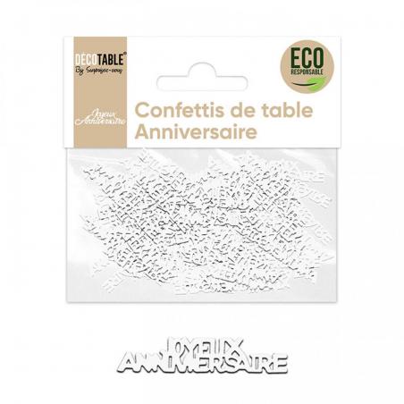 Confettis ANNIVERSAIRE papier Blanc