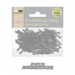 Confettis ANNIVERSAIRE papier Gris