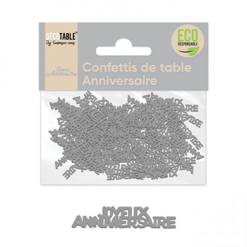 Confettis ANNIVERSAIRE papier Gris