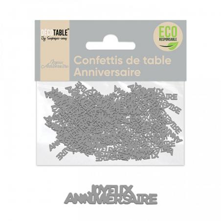 Confettis ANNIVERSAIRE papier Gris