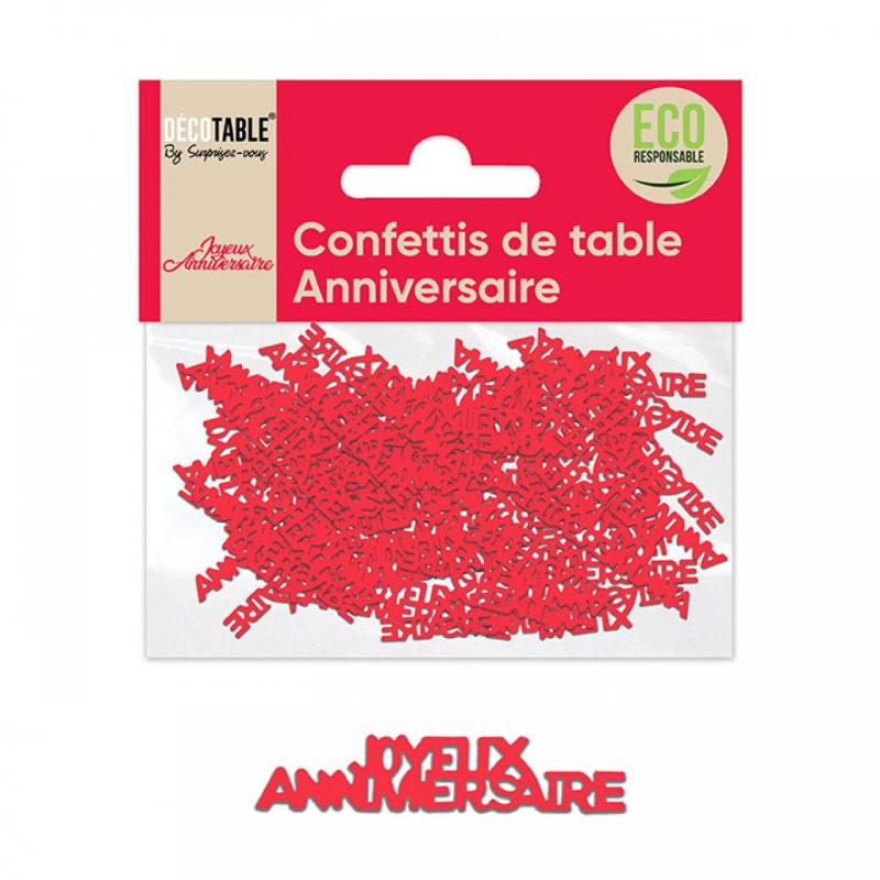 Confettis ANNIVERSAIRE papier Rouge