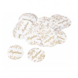 LOT 24 CONFETTIS DORES BAPTEME DIA 2.8CM 2 ASS