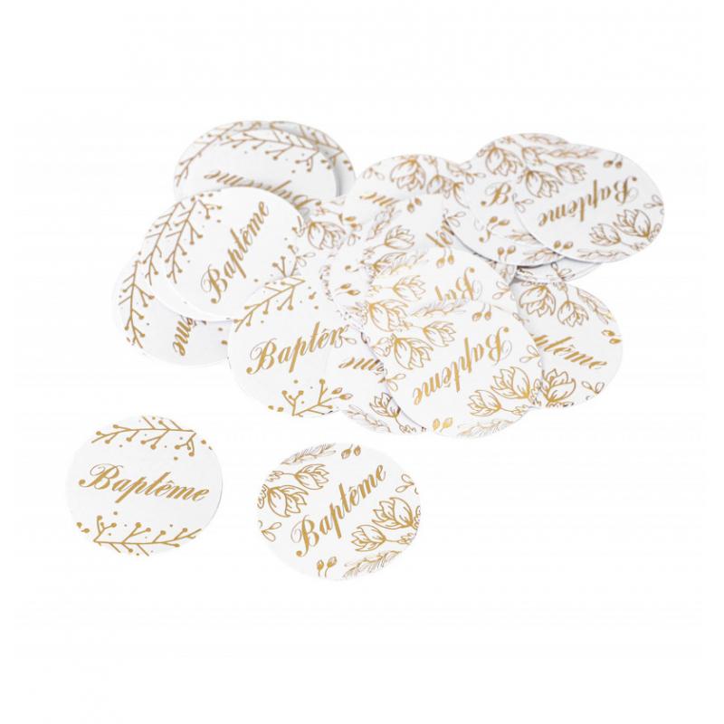 LOT 24 CONFETTIS DORES BAPTEME DIA 2.8CM 2 ASS