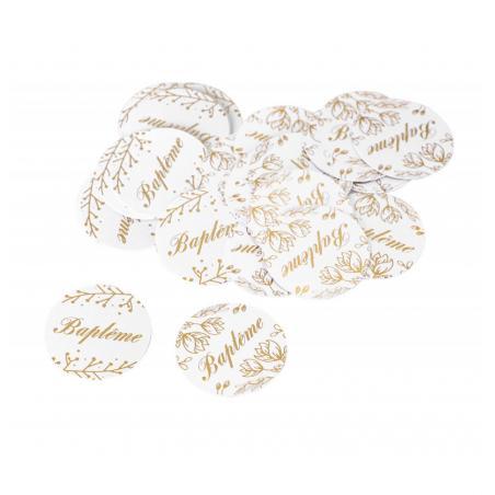 LOT 24 CONFETTIS DORES BAPTEME DIA 2.8CM 2 ASS