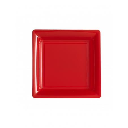 15x12 ASSIETTE REUTILISABLE CARREE D.180 ROUGE