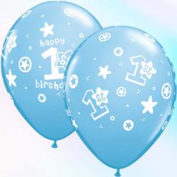 1st Birthday Circle Stars Boy Pale Blue *25 11'