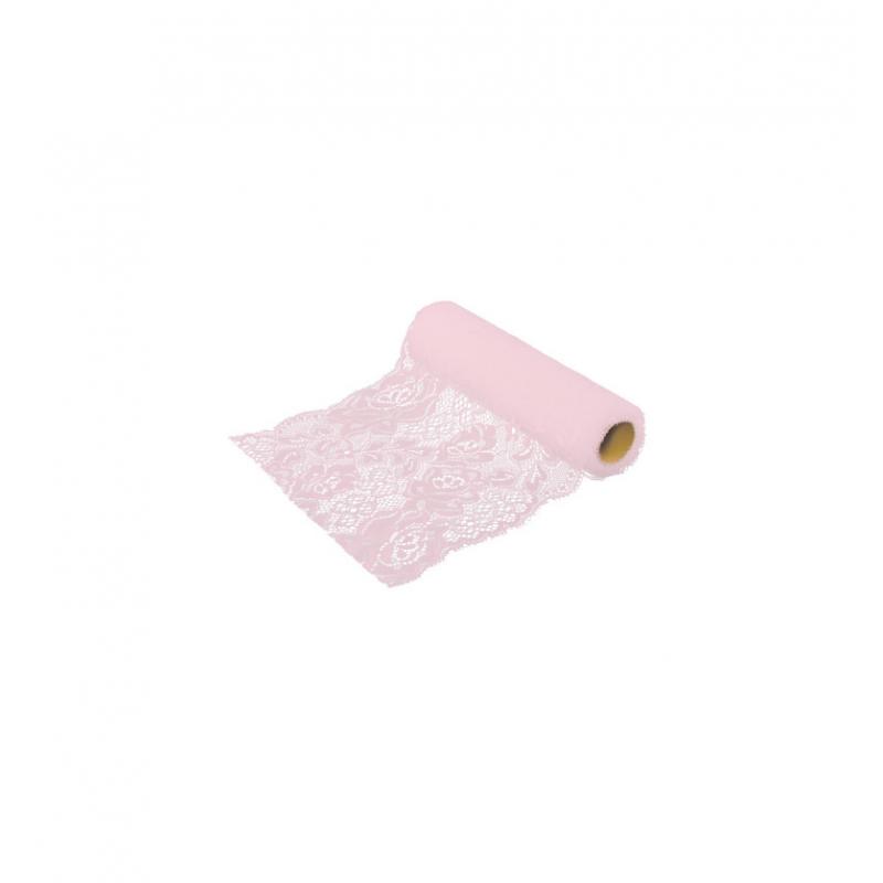 RUBAN DENTELLE COTON ROSE 18CMX3M