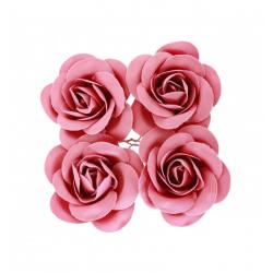 SACHET 4 ROSES FUCHSIA SATIN DIA 4CM X HT 2CM