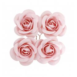 SACHET 4 ROSES ROSE PASTEL SATIN DIA 4CM X HT 2CM