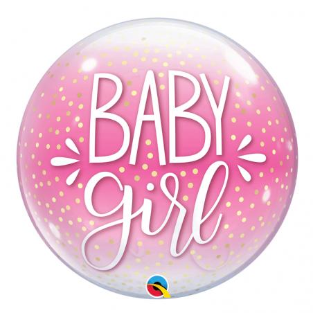 22'single bubble Baby Girl Pink and Confetti Dots