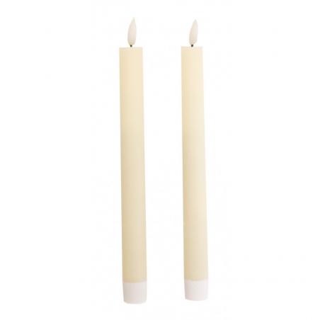 SET 2 BOUGIES FLAMBEAUX CIRE FLAMME LED REALISTE IVOIRE 2X24CM