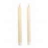 SET 2 BOUGIES FLAMBEAUX CIRE FLAMME LED REALISTE IVOIRE 2X24CM