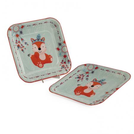 23X23CM 8 ASSIETTES RENARD CHARLY