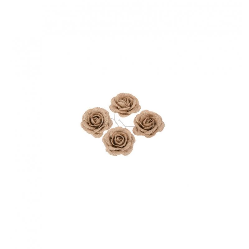 SET 4 ROSES JUTE 5CM