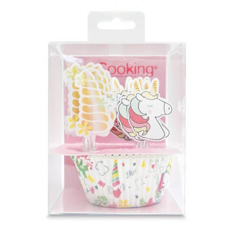 24 Caissettes + 24 cake toppers "Licorne"