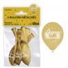 Sachet de 6 ballons métal OR Joyeux anniversaire