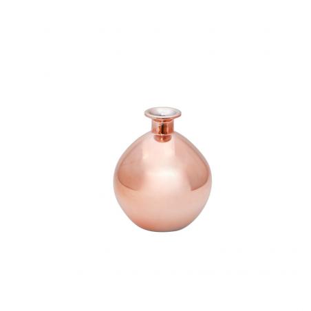 VASE BOULE ROSE GOLD METAL DIA 12.5CM X 14.5CM