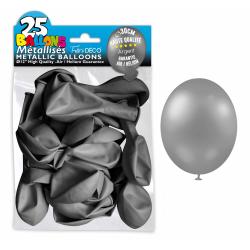 25 ballons métallisés couleur Argent