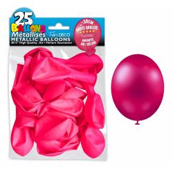 25 ballons métallisés couleur Fuchsia