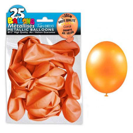 25 ballons métallisés couleur Ivoire