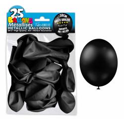 25 ballons métallisés couleur Noir