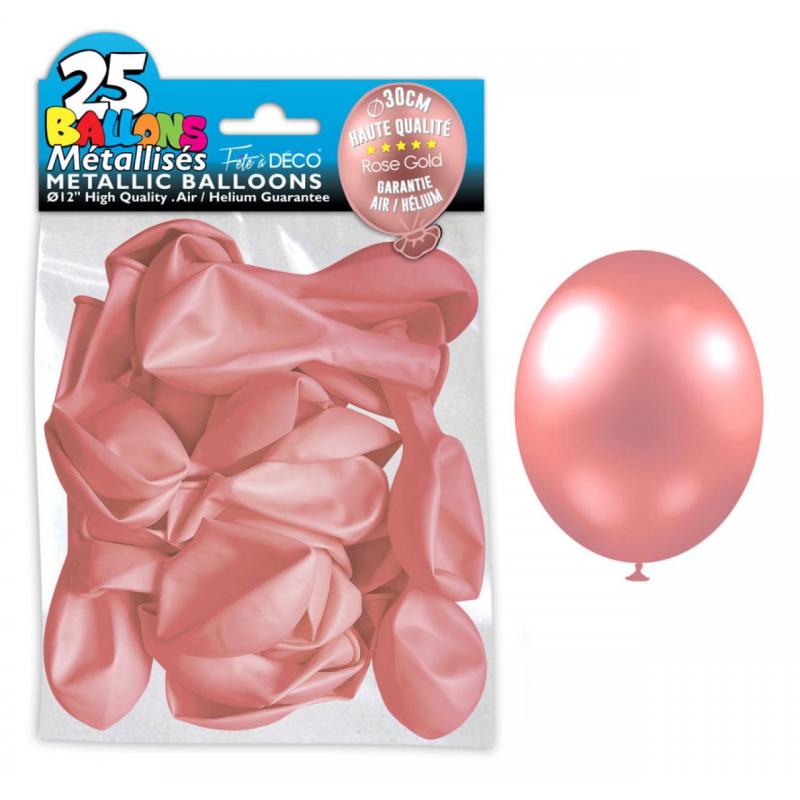 25 ballons métallisés couleurRose bonbon