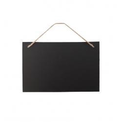 3 ARDOISES CARTON RECTANGULAIRES NOIR 30X20CM AV LIEN JUTE