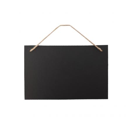 3 ARDOISES CARTON RECTANGULAIRES NOIR 30X20CM AV LIEN JUTE